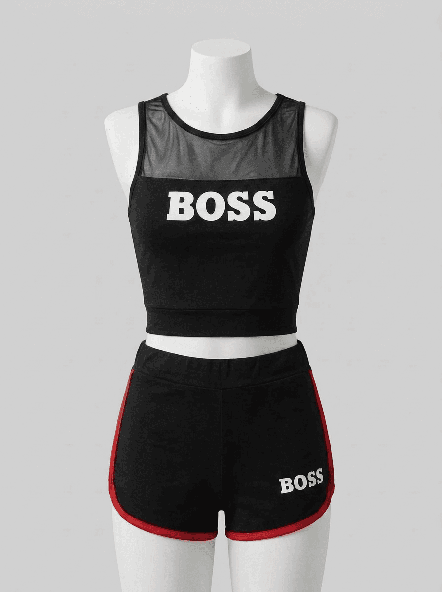 تصویر ست تاپ شورتک طرح BOSS کد 237