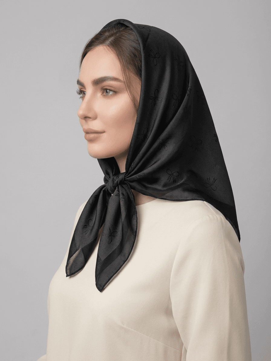 تصویر مینی اسکارف ژاکارد پاپیونی کد 555