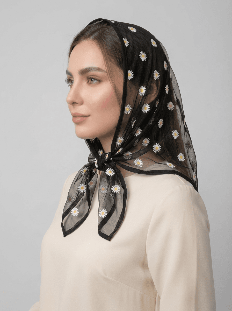 تصویر مینی اسکارف توری بابونه کد 620
