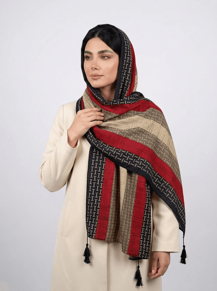 شال نخی طرح آی کد 485 - تصویر ۱