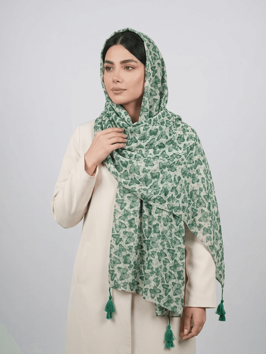 شال نخی طرح پروانه کد 575 - تصویر ۵