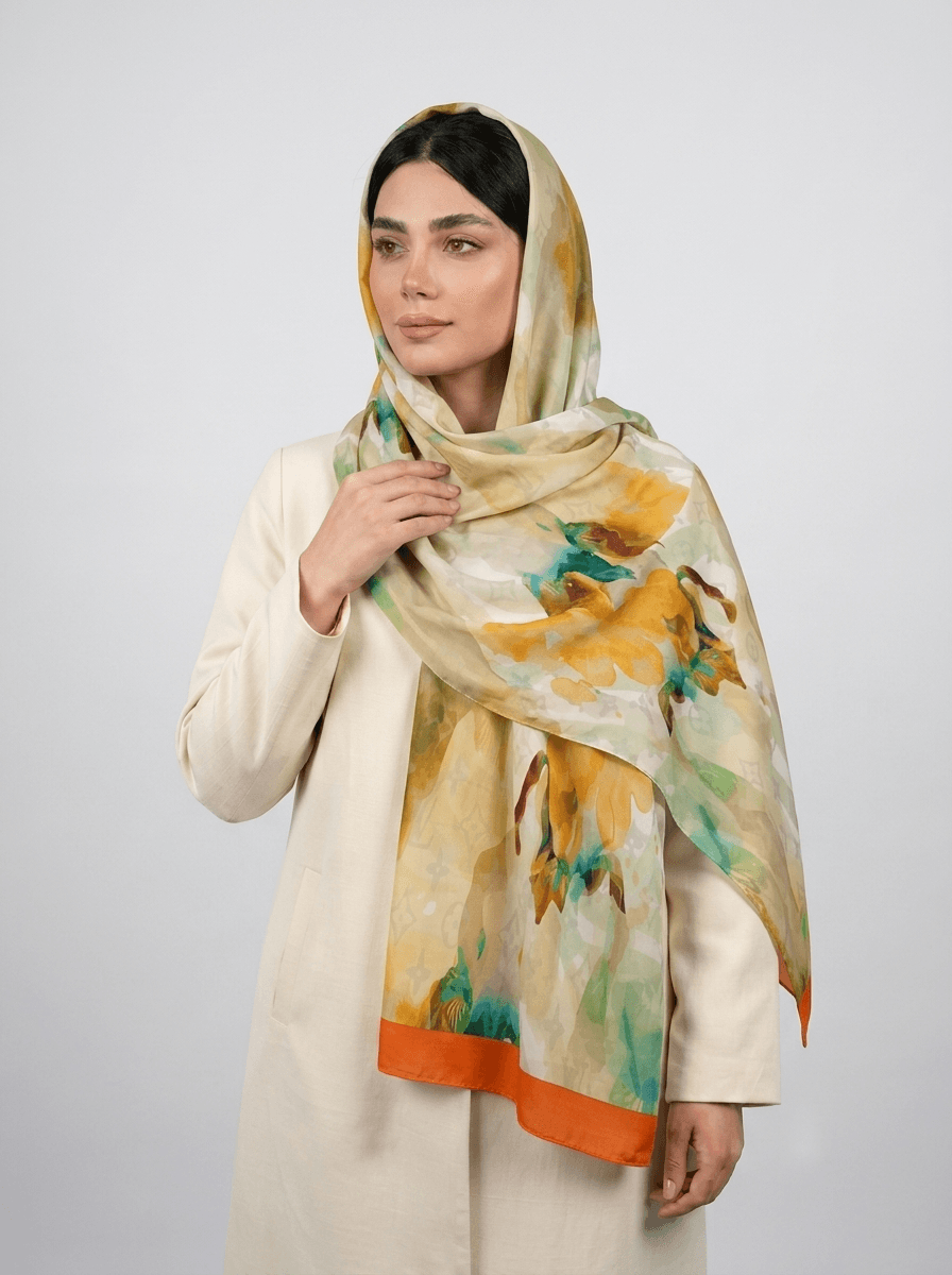شال نخی آبرنگی طرح 6 کد 590 - تصویر ۲
