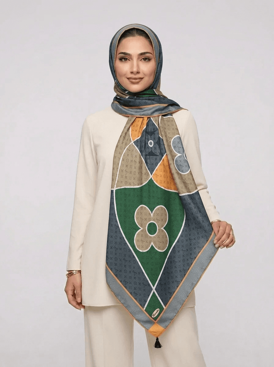 روسری نخی طرح دار کد 597 - تصویر ۲
